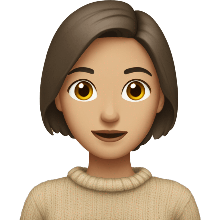 Brunette women in beige sweater emoji