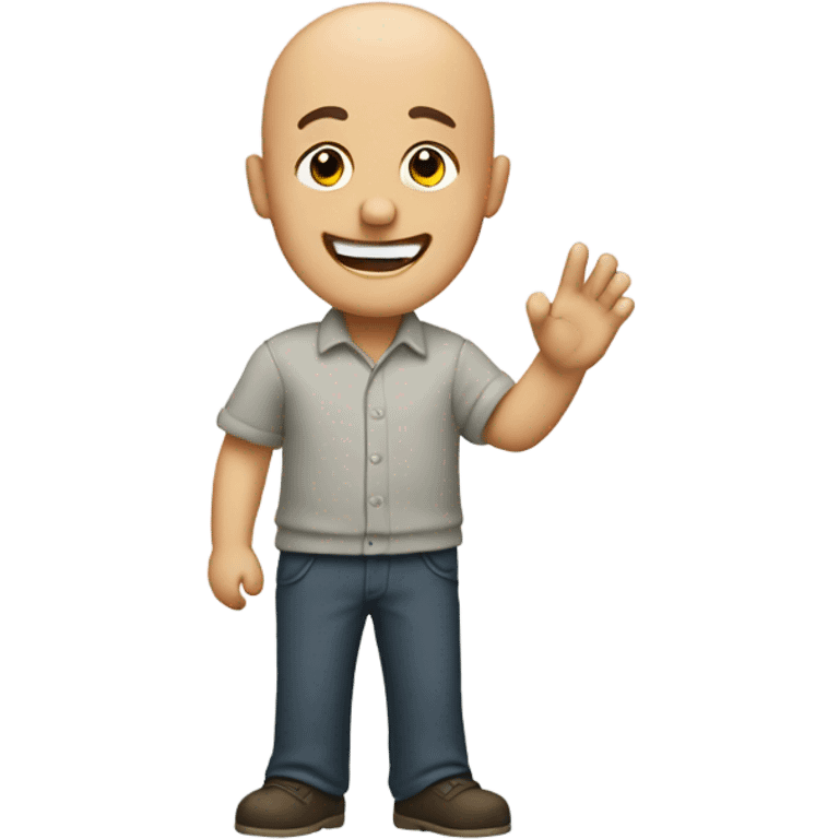 bald man waving emoji