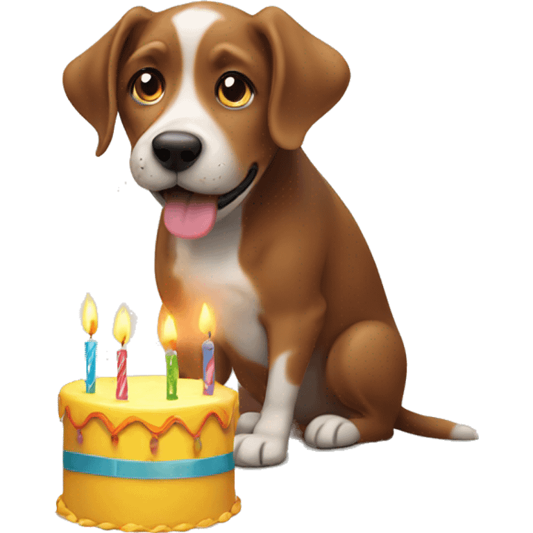 Dog blowing birthday candles emoji