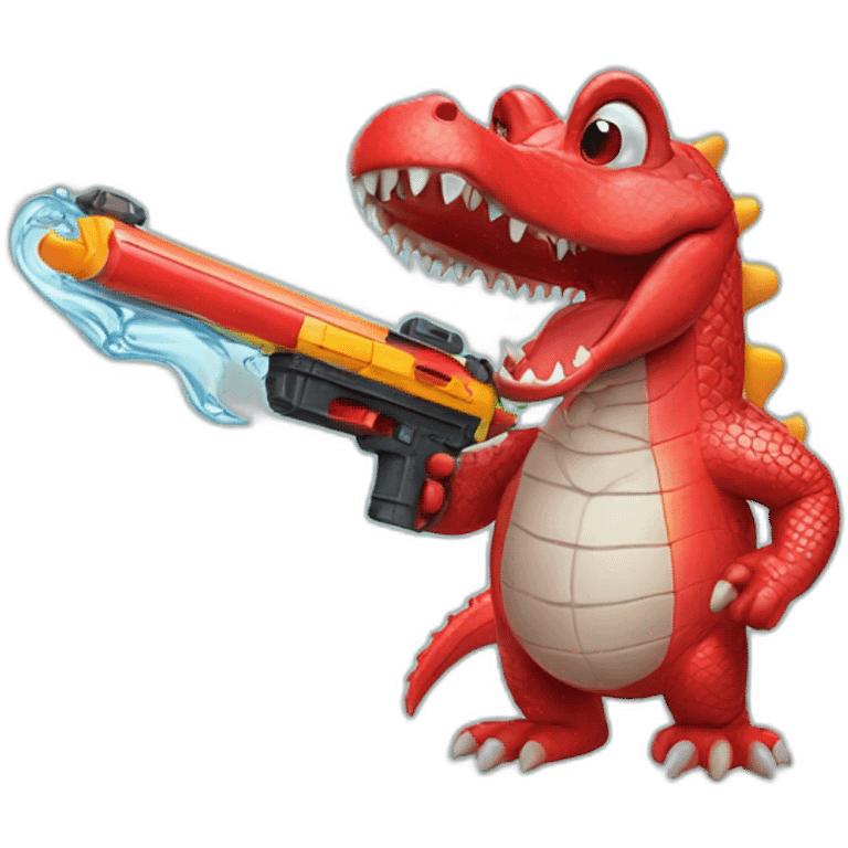 red crocodile with water gun emoji