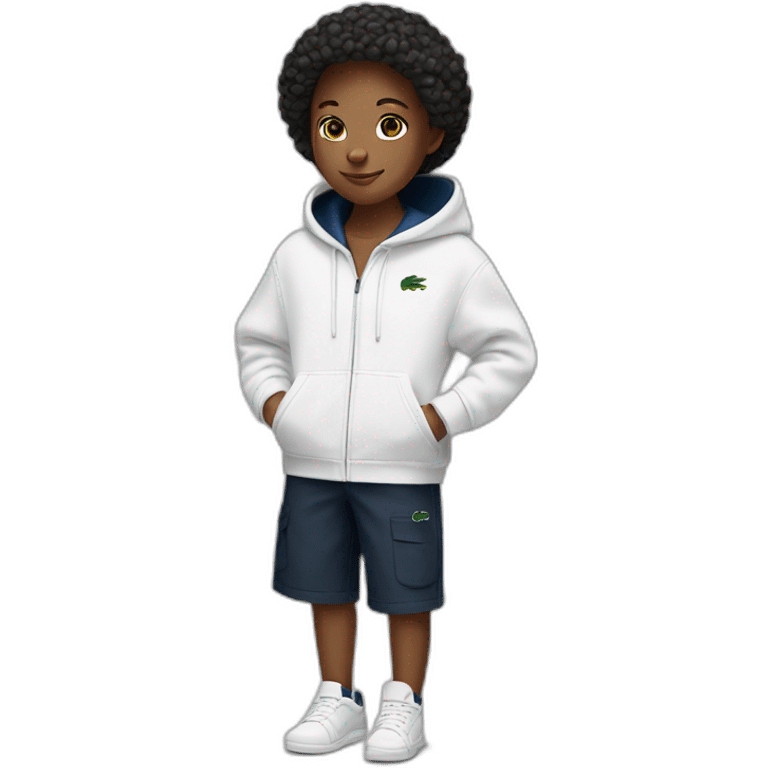 Lacoste tênis black girl with white lacoste hoodie emoji