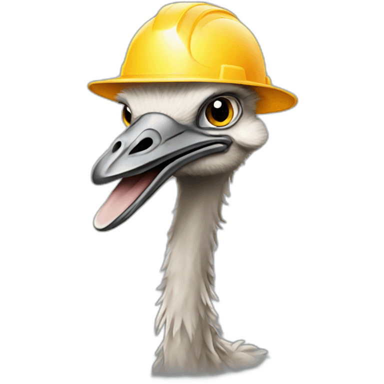 hard working ostrich with construction hat emoji