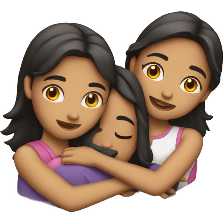 Two Hispanic girls hugging emoji