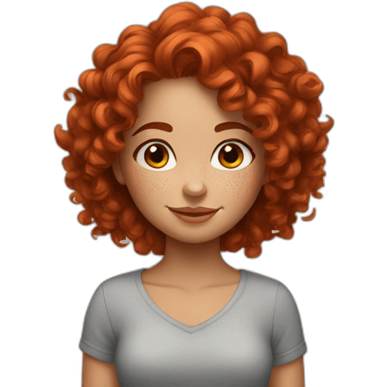 Red head girl, with beautiful curly hair and freckles, brown eyes! emoji