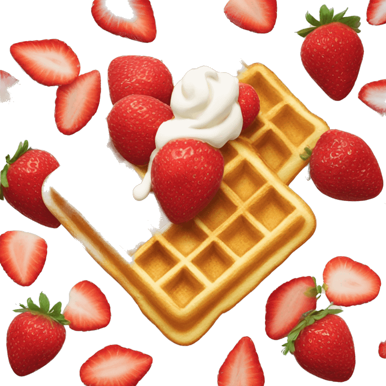 Waffle with strawberries and cream emoji