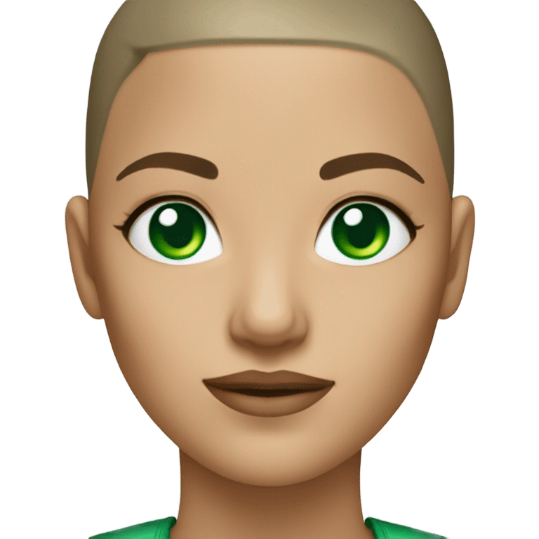 buzz cut woman with emerald eyes emoji