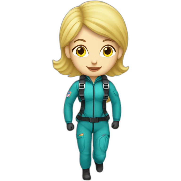 caucasian blonde female skydiver with parachute emoji