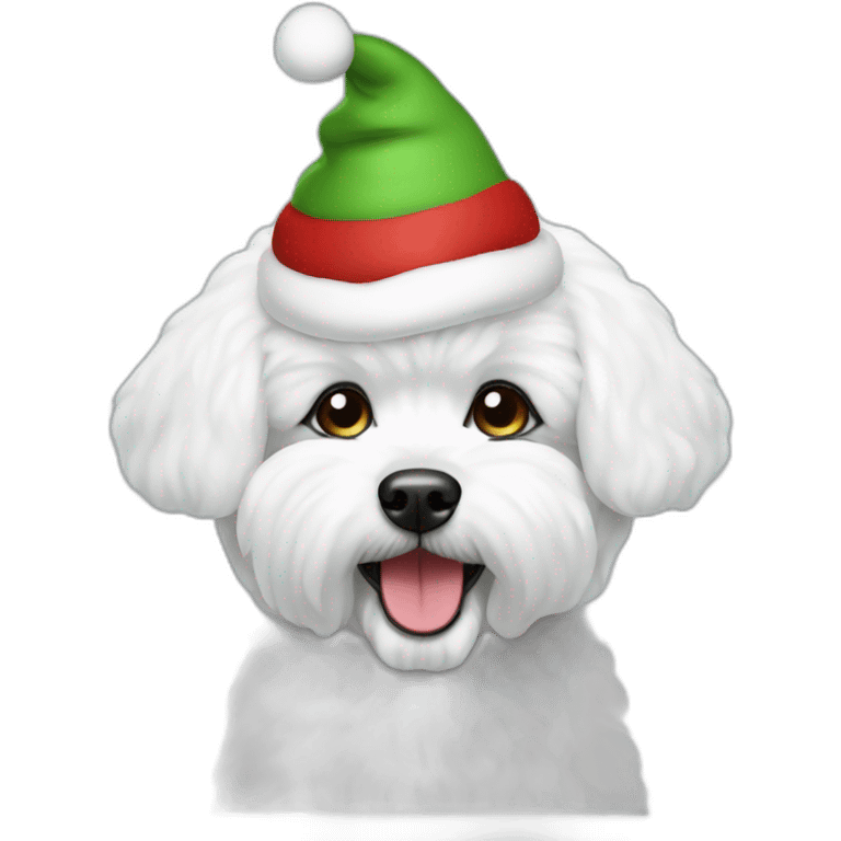 bichon dog-christmas hat emoji