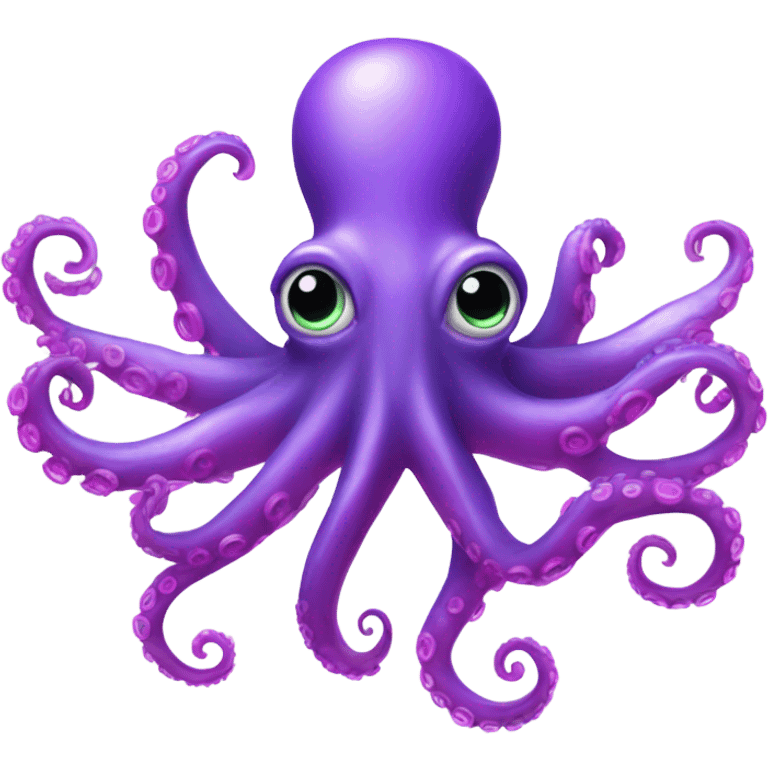 Silver octopus with purple horns and hot pink wings emoji