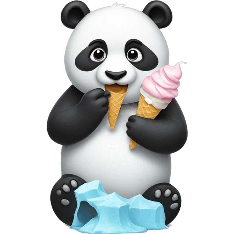 Panda eating ice cream emoji