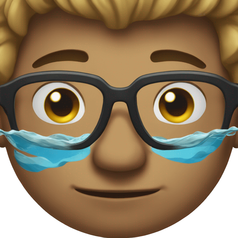 strong man's face with glasses who loves swimming emoji