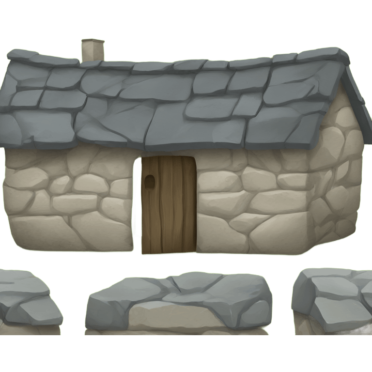 Stone house with grass on  emoji