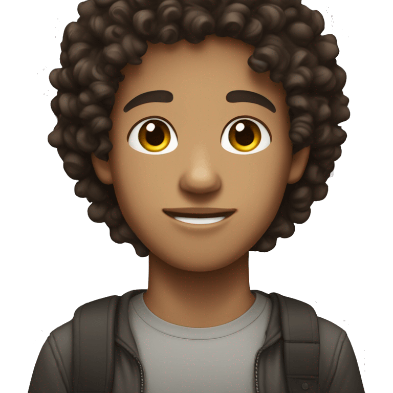 Dark brown Curly hair lightskin male teenager  emoji