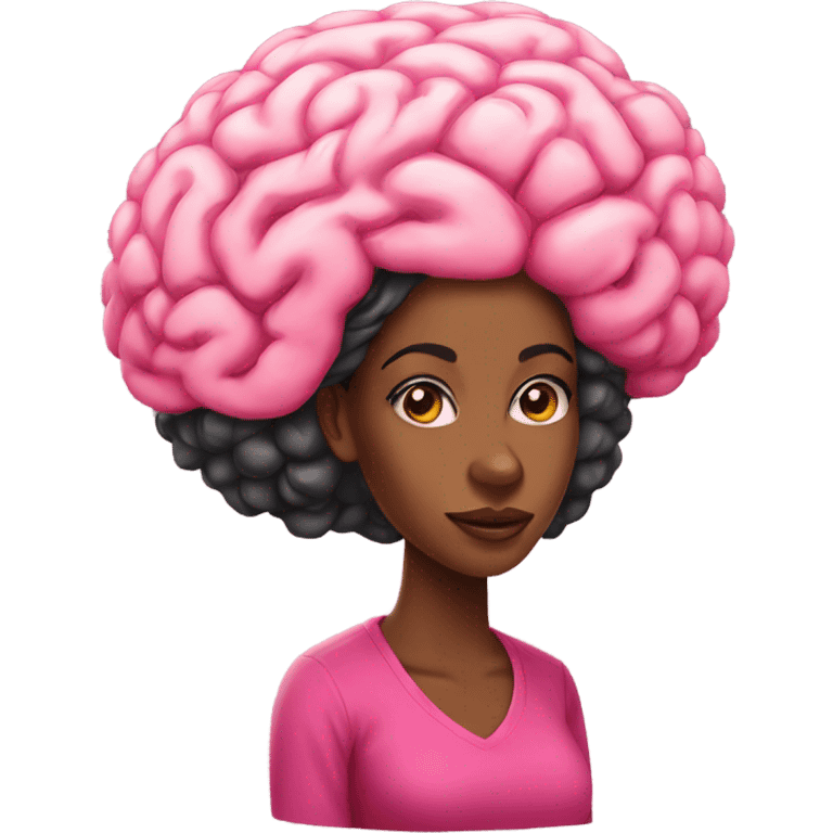 black woman with a huge pink brain emoji