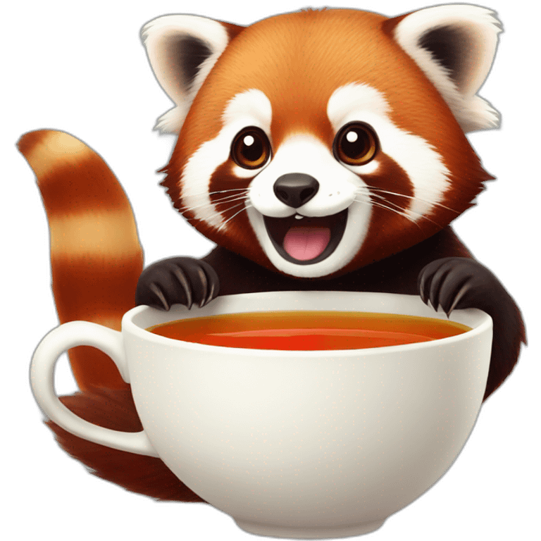 red panda with tea emoji