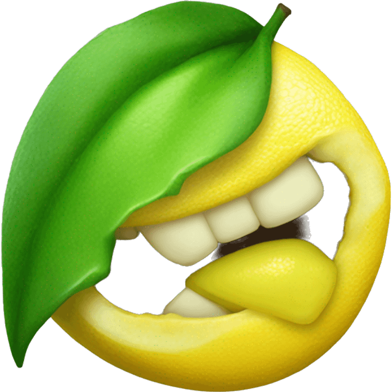 Green lips biting a lemon  emoji