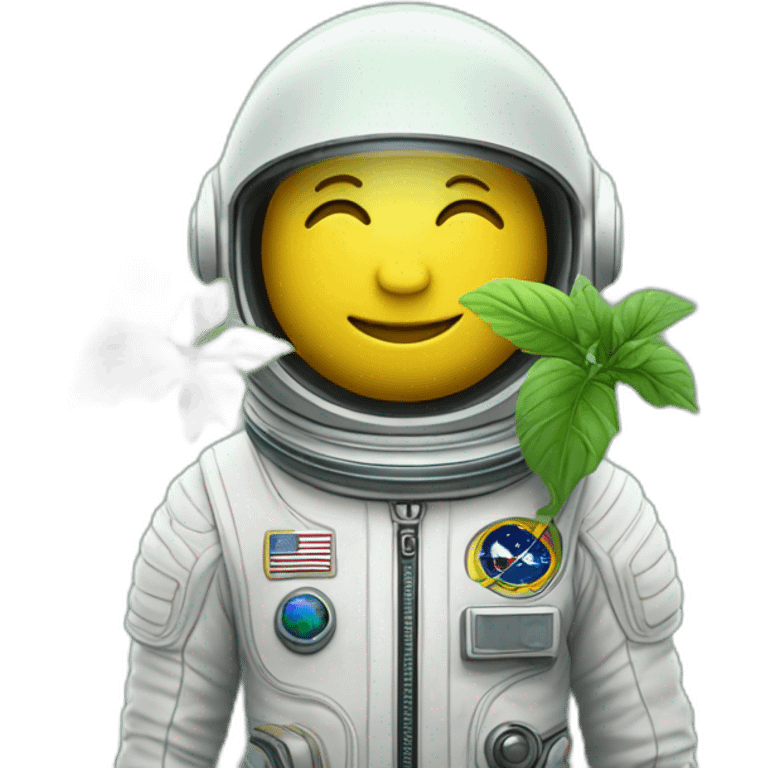 Astronaute jaune avec une plante verte sur la tête emoji