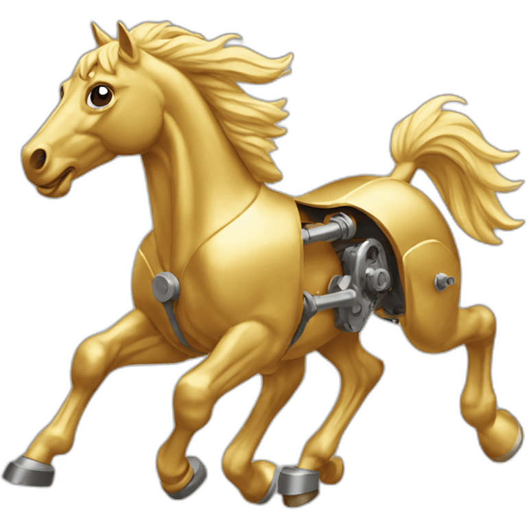 Mechanical golden running horse emoji