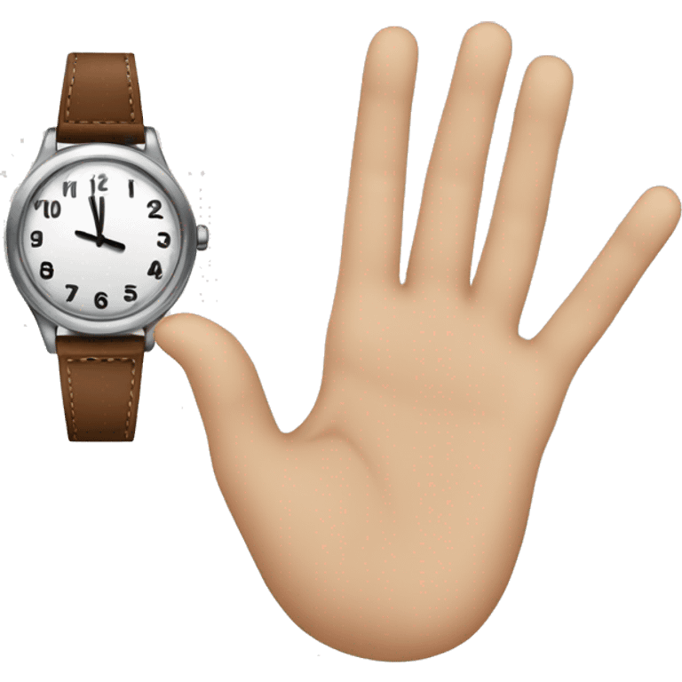 A White person with a Watch in a hand, and on the another hand showing the number 1 with it’s finger  emoji