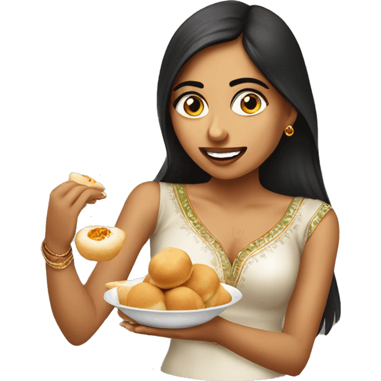 Desi indian girl eating pani puri emoji