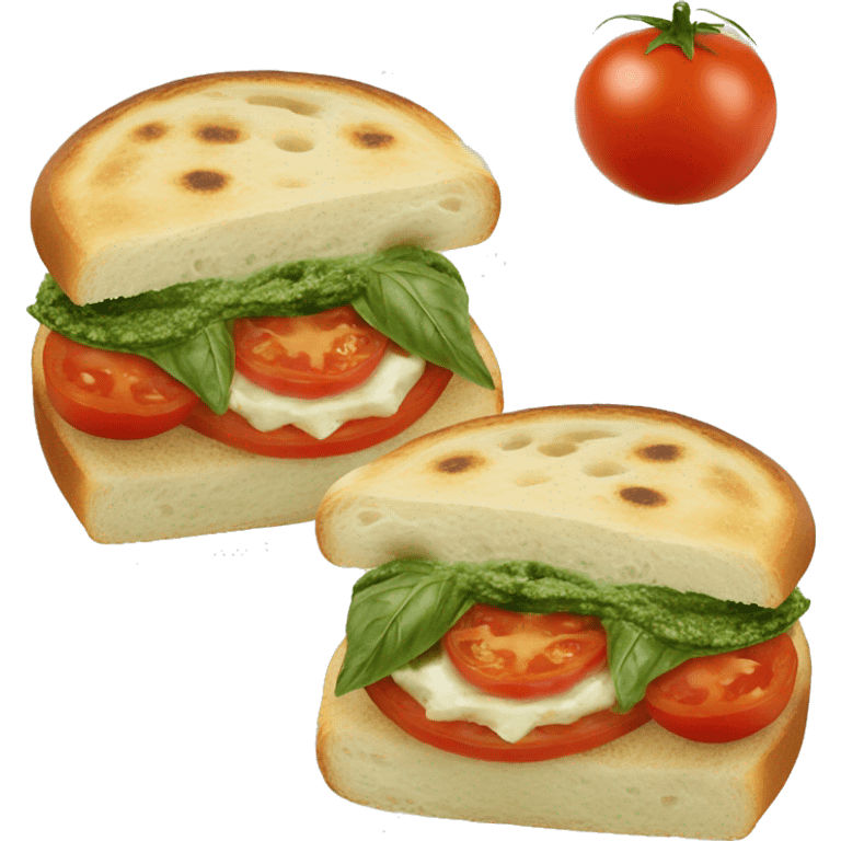 Panino with tomato, mozzarella and green pesto  emoji