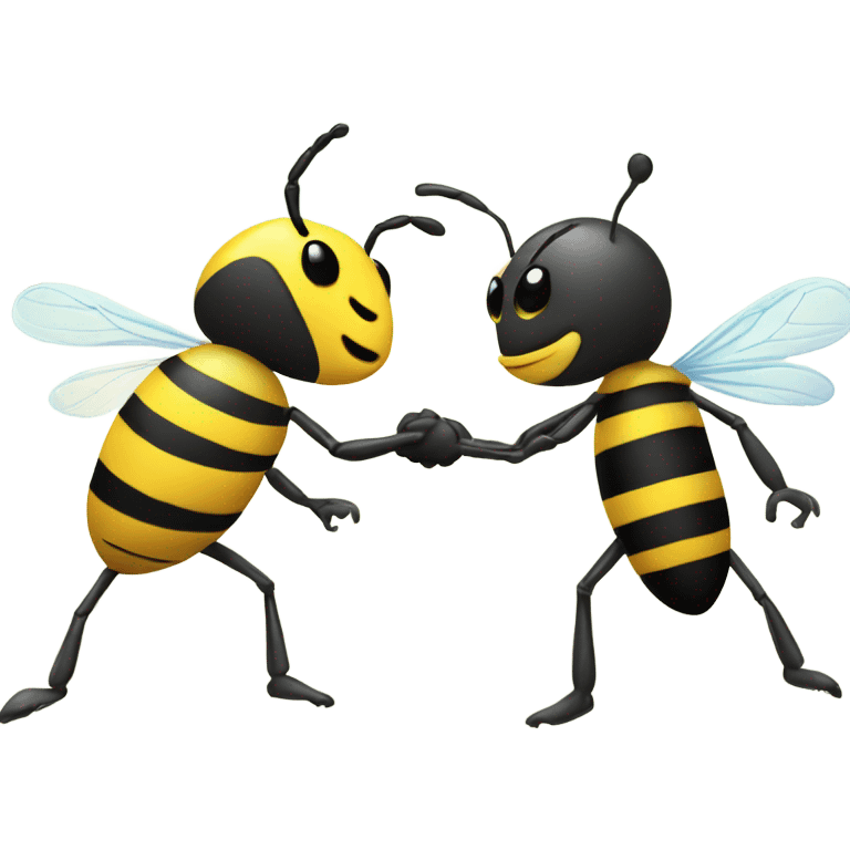 An Ant and a bumble bee holding hands in the park emoji