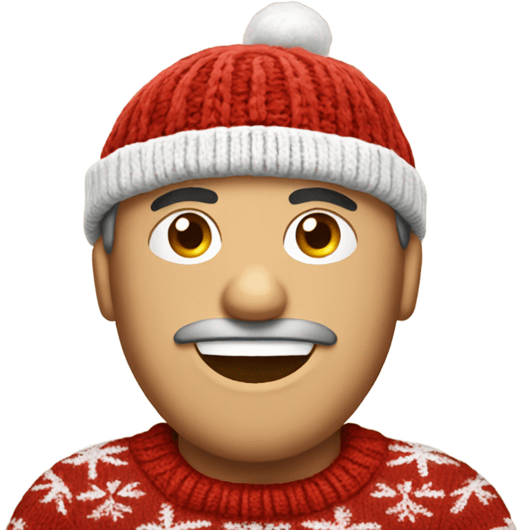 Italian man wearing a knitted Christmas sweater and a Santa hat  emoji