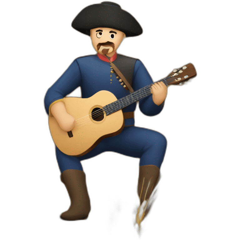 a Cossack with a guitar in a field with wheat emoji