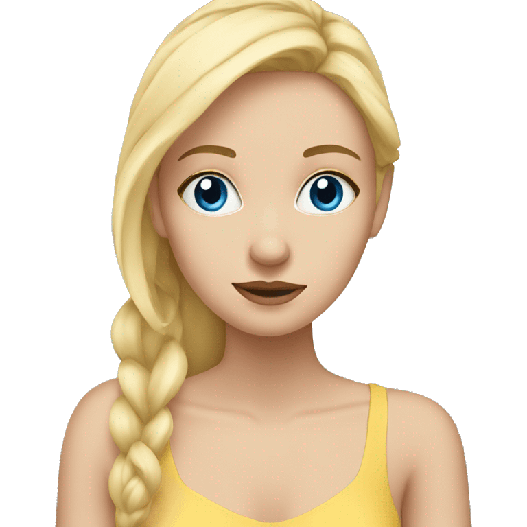 Girl with blonde hair and blue eyes looks to window emoji