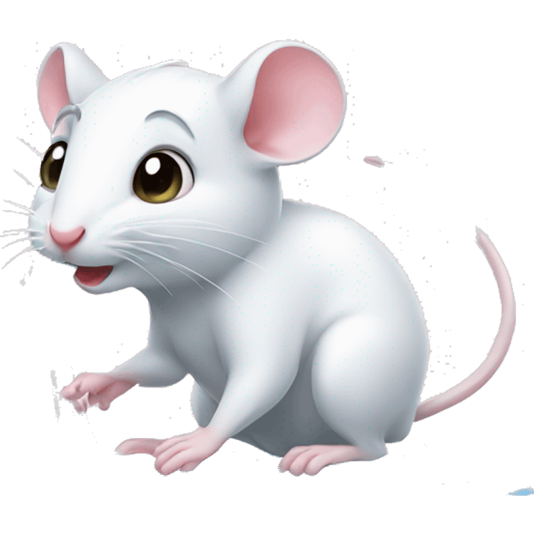 Cute white mouse taking a shower emoji