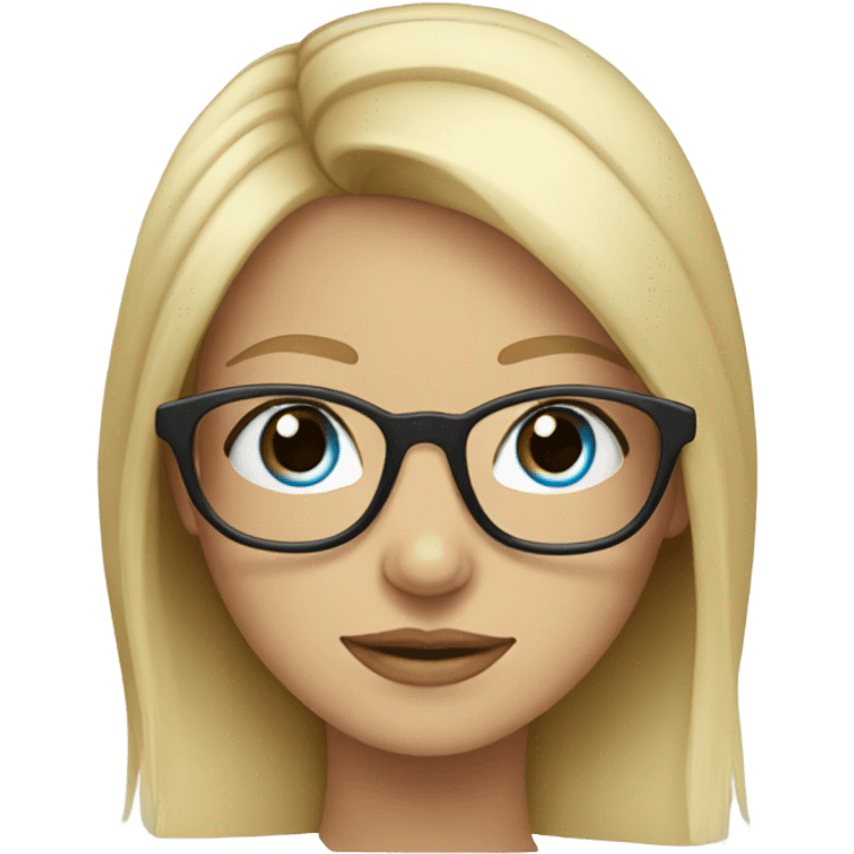 blonde girl blue eyes with glasses indoors emoji