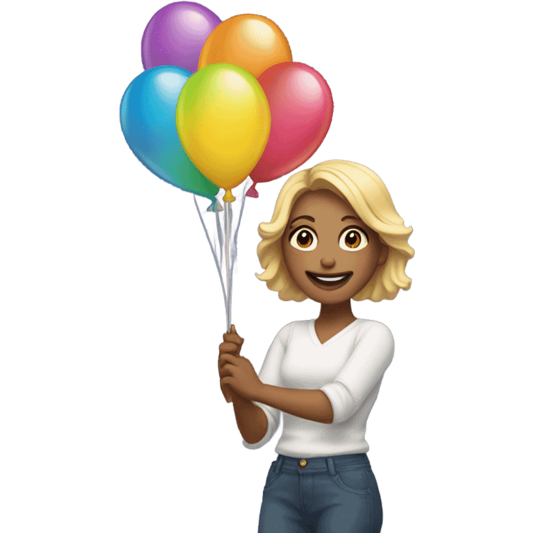 Women with flower and balloon emoji