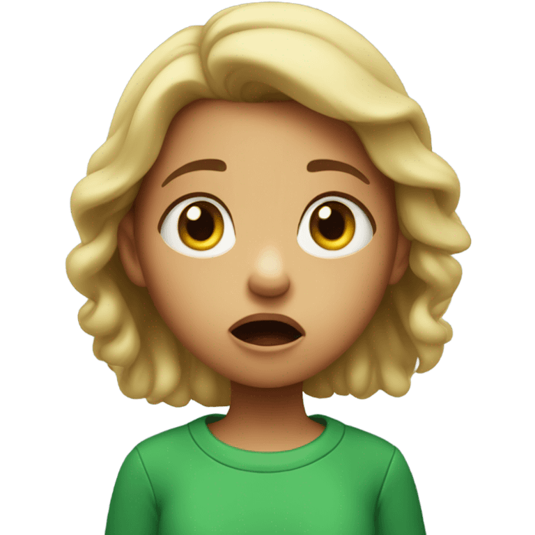 shocked little girl in a green sweetshirt emoji