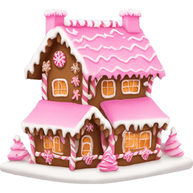 Pink festive Christmas gingerbread house  emoji