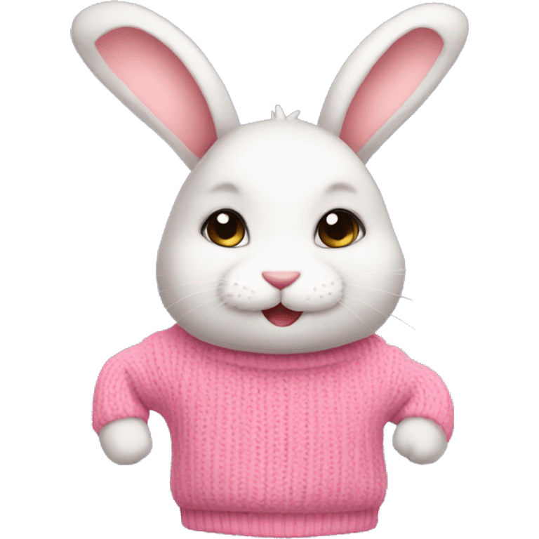 Cute bunny with a pink sweater emoji