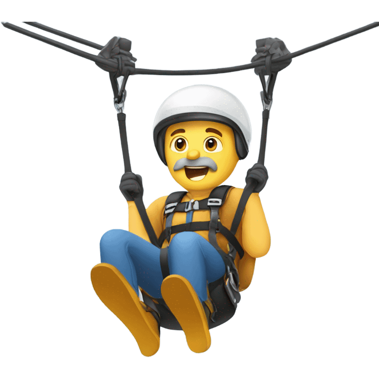 white man with gray mustache zip lining emoji