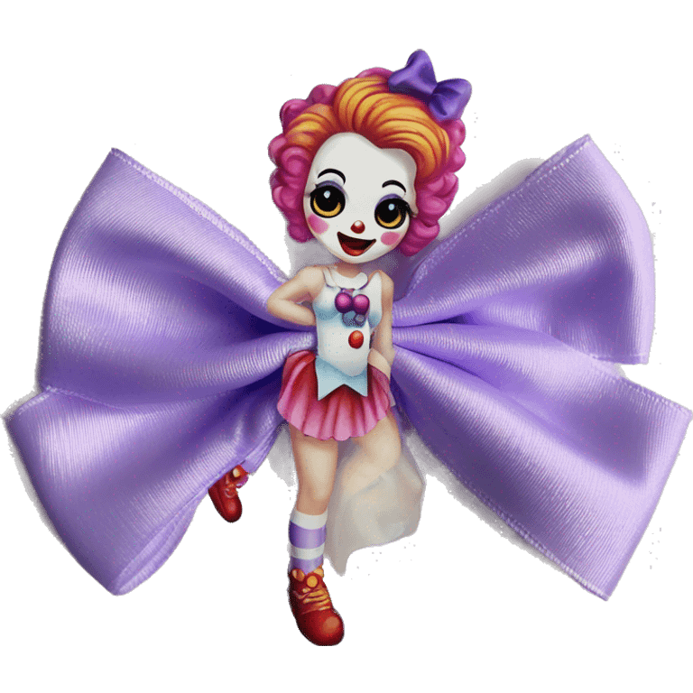 Pretty lavender clown girl long hair bows emoji