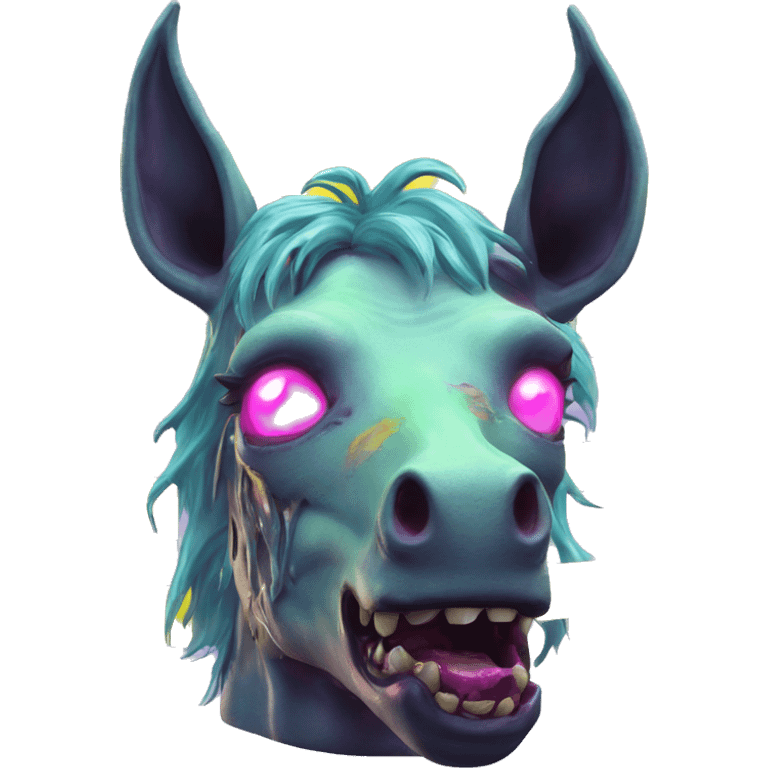 .Zombie_ Vaporwave black holographic oilslick zombie unicorn yellow caution tape emoji