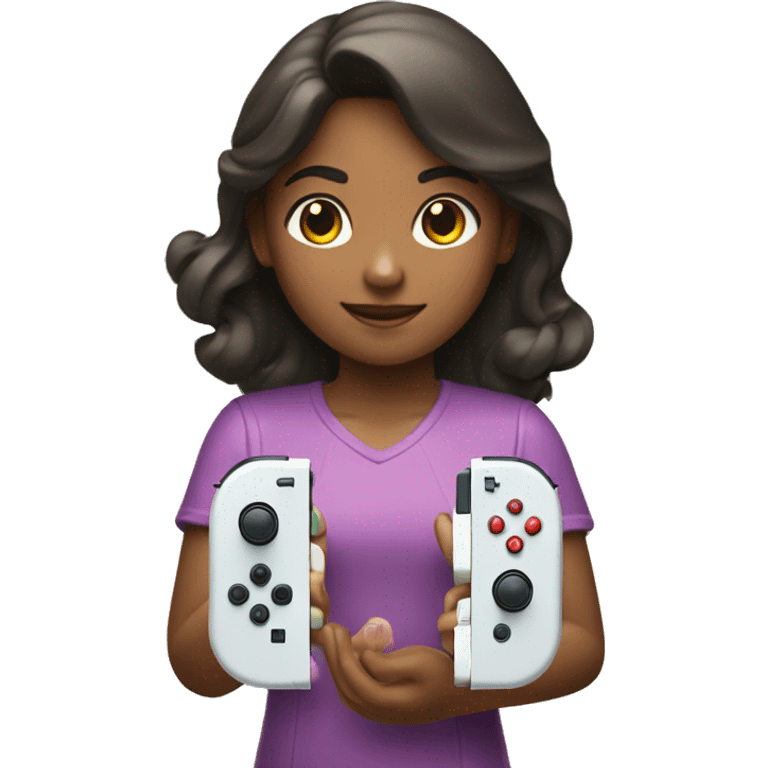 A girl is playing a Nintendo Switch emoji