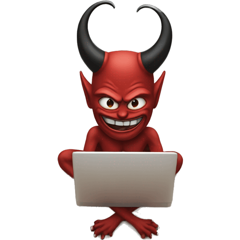 devil with computer on a beach emoji