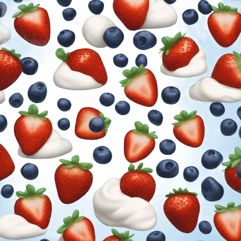 skyr topped with Blue Berry, strawberry emoji