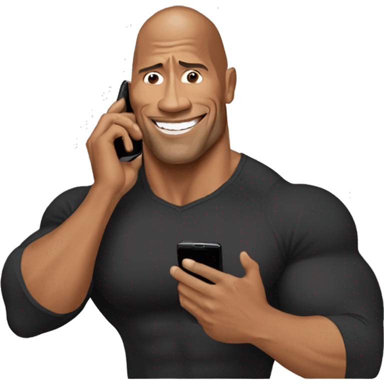 dwayne johnson with a mobile phone emoji