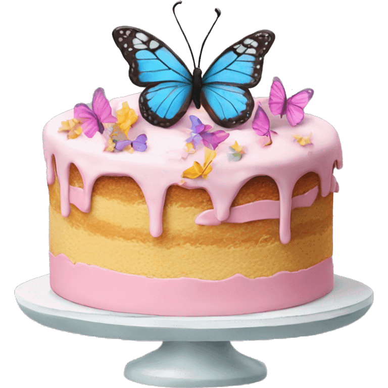 Cake with butterflies emoji