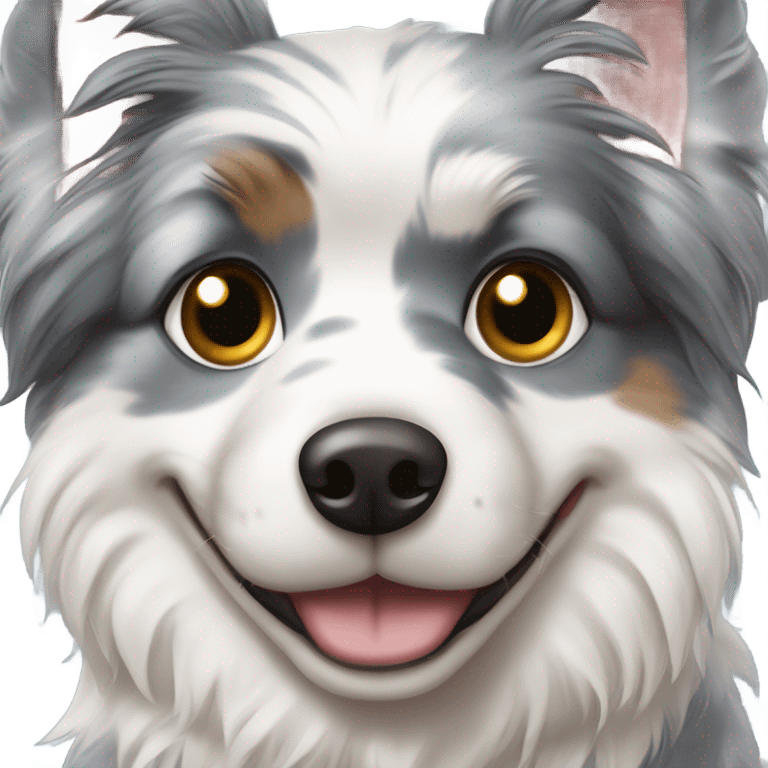 Blue Merle spitz nain with a One blue eye and One brown eyes  emoji