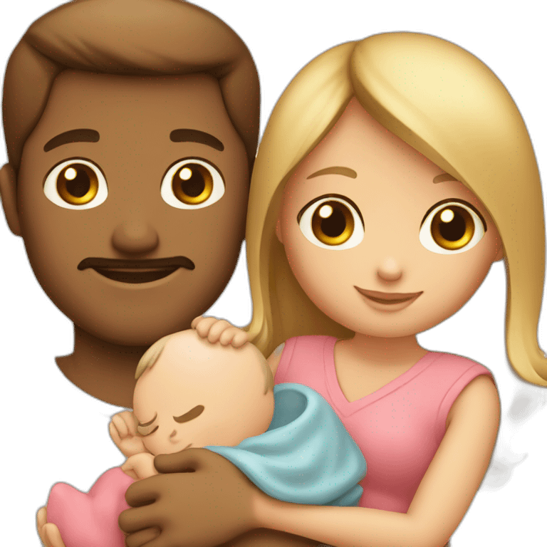 Family, mum dad, 2 year old girl and newborn baby boy emoji