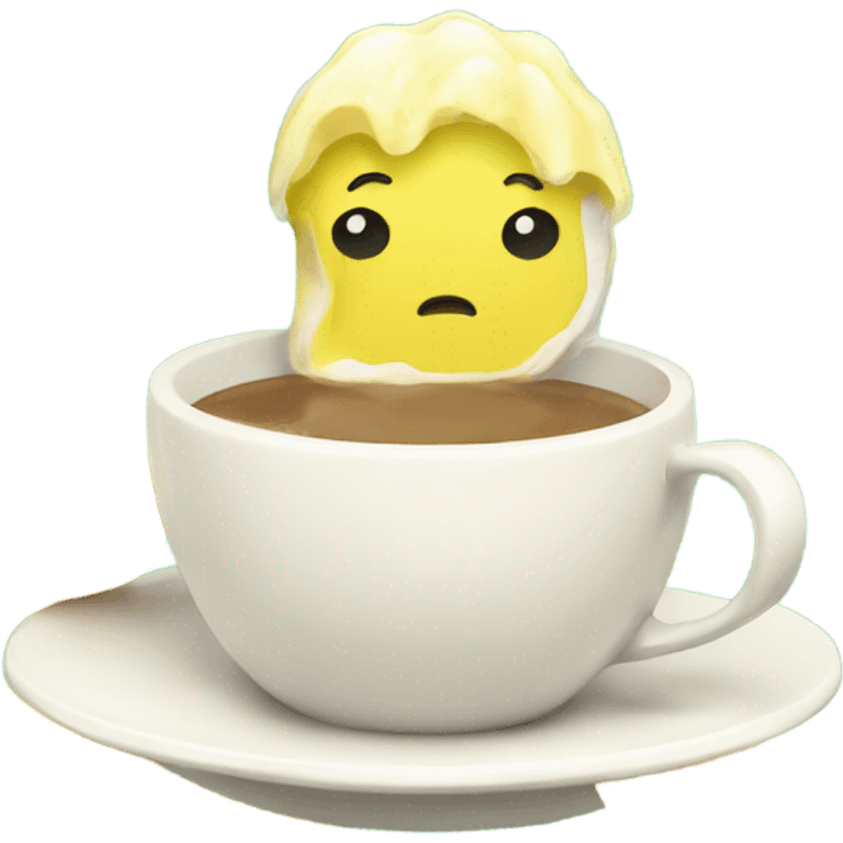 Cute lemon kawaii sipping coffee emoji