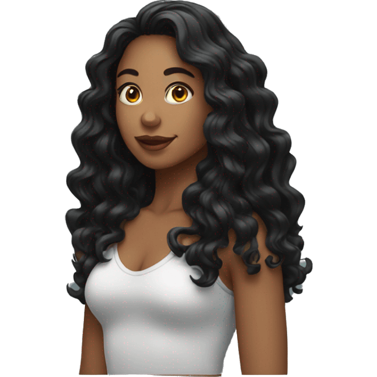 Female long black wavy emoji