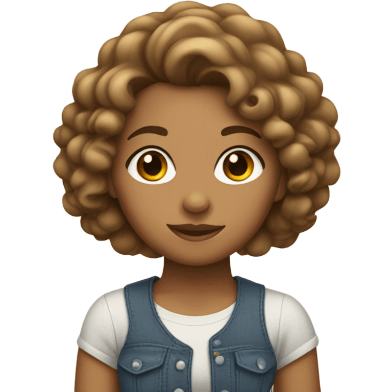 tan skined girl with curly side part emoji