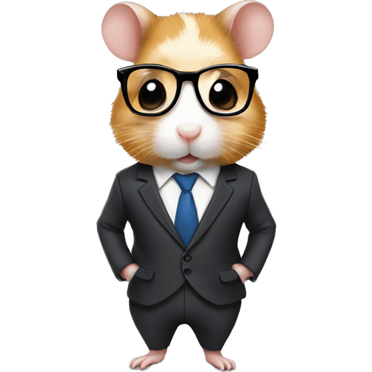 a hamster in glasses and a suit emoji