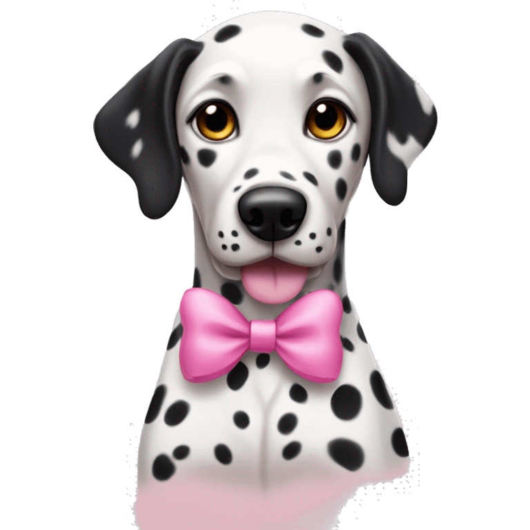 dalmatian dog with a pink bow on the left ear emoji